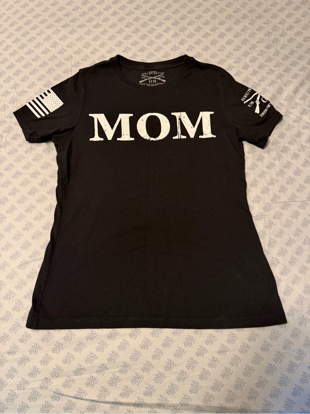 Grunt Style MOM Short Sleeve Tee - Black with White Graphic
